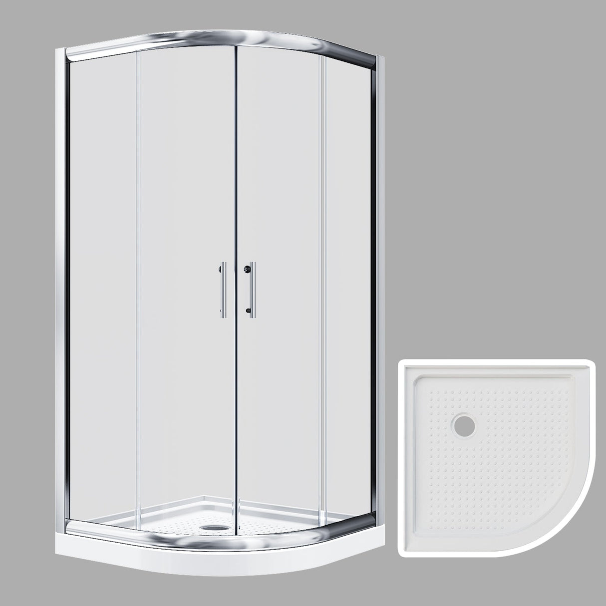 SUNNY SHOWER 37.5 in. W x 37.5 in. D x 72 in. H Chrome Finish Quadrant Enclosures With Sliding Doors And White Quadrant Base