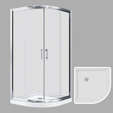 SUNNY SHOWER 37.5 in. W x 37.5 in. D x 72 in. H Chrome Finish Quadrant Enclosures With Sliding Doors And White Quadrant Base