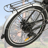 ECOTRIC 26 In. 36 V 10 Ah 350 W Step Through City Electric Bicycle with Basket 7 Speed for Adults Men and Women Pedal Assist Black A-E516646