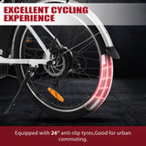 Ecotric 26 Inch 36 V 10 AH 350 W City Bike Electric Bicycle e-bike White with Basket 7 Speed Step Through Commuter for Women Girls A-E516646