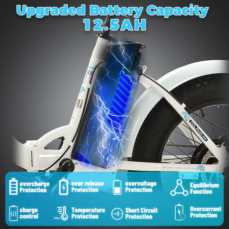 ECOTRIC 20" 500W 12.5Ah Folding Electric Bicycle E-bike Fat Tire Foldable Pedal Assist Bike Children UL A-E516646