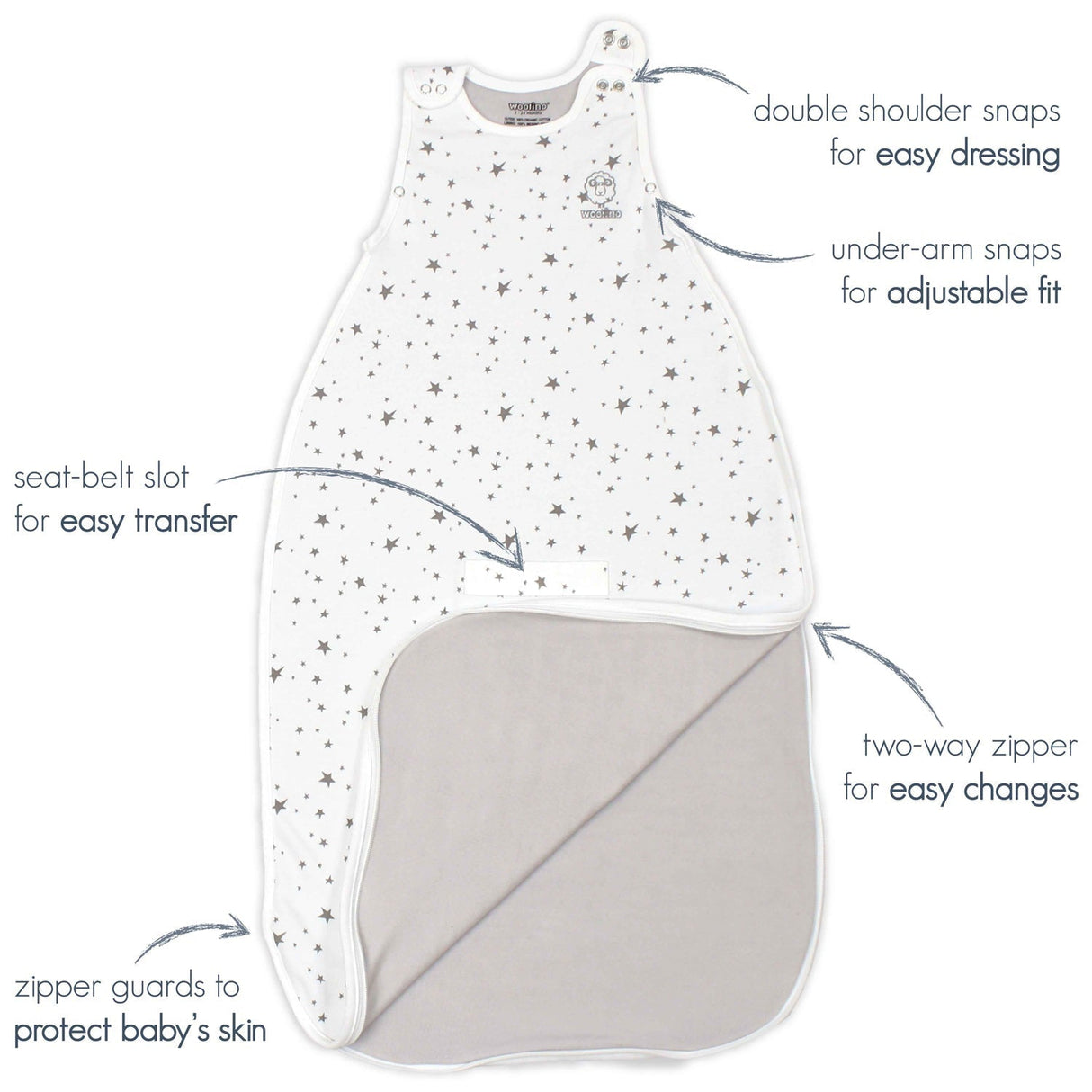 4 Season Ultimate Toddler Sleep Bag, Merino Wool, 2 - 4 Years, Star White