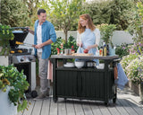 Keter Unity XL Resin Serving Station, All-Weather Plastic and Metal Grill, Storage and Prep Table, Graphite