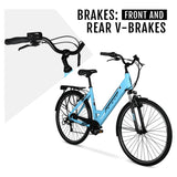 Hyper Bicycles E-Ride 700C 36V Electric Commuter E-Bike for Adults, Pedal-Assist, 250W Motor, Blue