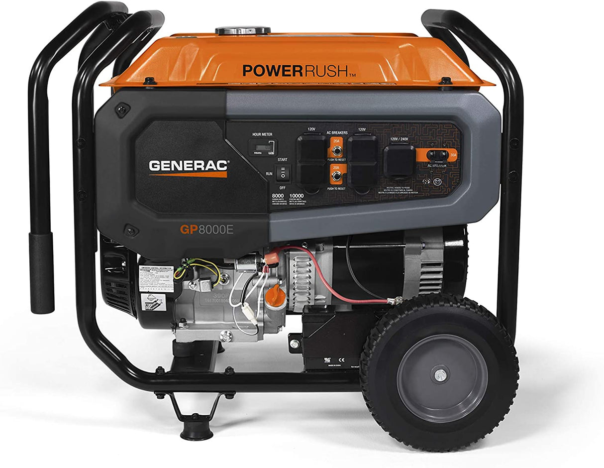 Generac GP8000E 8000W/10000W Electric Start PowerRush Gas Generator New