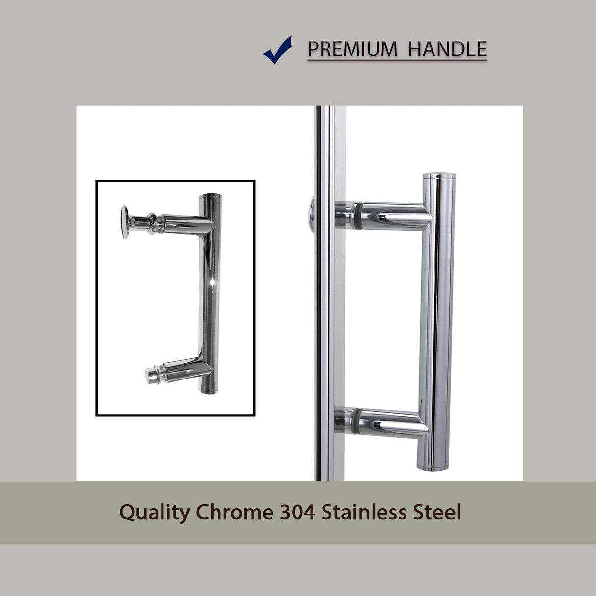 SUNNY SHOWER 1/4 Inch Frameless Chrome Finish Pivot Shower Door