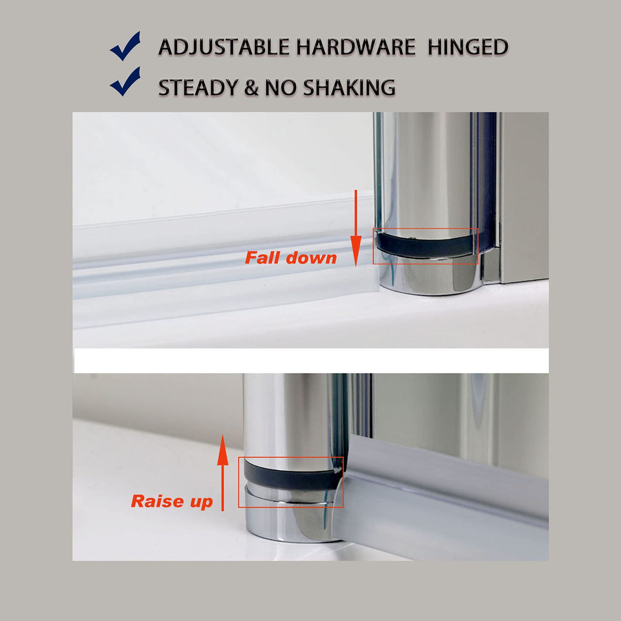 SUNNY SHOWER 1/4 Inch Frameless Chrome Finish Pivot Shower Door