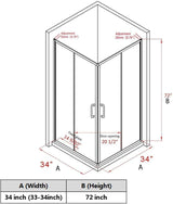 SUNNY SHOWER 34 in. W x 34 in. D x 72 in. H Corner Entry Enclosure With Sliding Doors