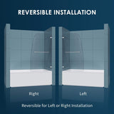 SUNNY SHOWER 34 in. W x 58 in. H Frameless Chrome Finish Bathtub Hinged Door