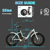 ECOTRIC 20" 500W 12.5Ah Folding Electric Bicycle E-bike Fat Tire Foldable Pedal Assist Bike Children UL A-E516646