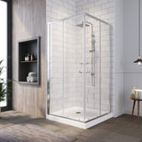 SUNNY SHOWER 36 in. W x 36 in. D x 72 in. H Chrome Finish Corner Entry Enclosure With Sliding Doors