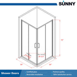 SUNNY SHOWER 36 in. W x 36 in. D x 72 in. H Black Finish Corner Entry Enclosure With Sliding Doors