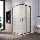 SUNNY SHOWER 36 in. W x 36 in. D x 72 in. H Black Finish Corner Entry Enclosure With Sliding Doors