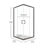 SUNNY SHOWER 36 in. W x 36 in. D x 72 in. H Black Finish Corner Entry Enclosure With Sliding Doors And White Square Base
