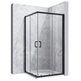 SUNNY SHOWER 36 in. W x 36 in. D x 72 in. H Black Finish Corner Entry Enclosure With Sliding Doors And White Square Base