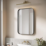 ELEGANT Round Corner Vanity Mirror Wall-Mounted 24 in. W x 36 in. L Brushed Metal