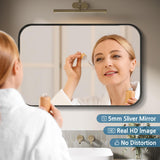 ELEGANT Round Corner Vanity Mirror Wall-Mounted 24 in. W x 36 in. L Brushed Metal