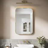 ELEGANT Round Corner Vanity Mirror Wall-Mounted 30 in. W x 36 in. L Brushed Metal