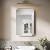 ELEGANT Round Corner Vanity Mirror Wall-Mounted 30 in. W x 36 in. L Brushed Metal