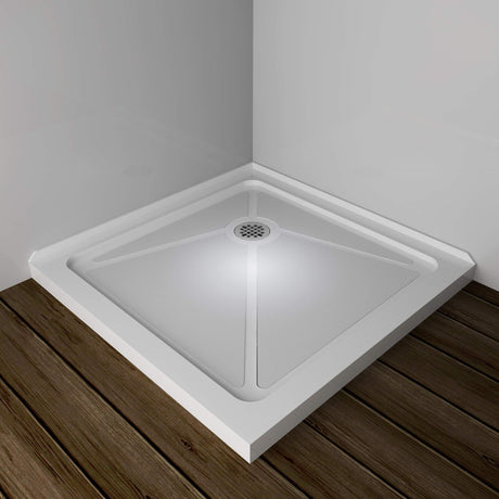 SUNNY SHOWER 36 in. W x 36 in. D x 3 in. H White Corner Drain Square Bases