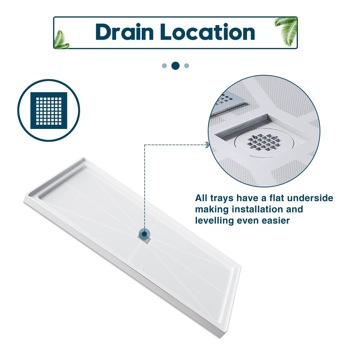 SUNNY SHOWER 36 in. W x 4 in. H White Center Drain Rectangular Base