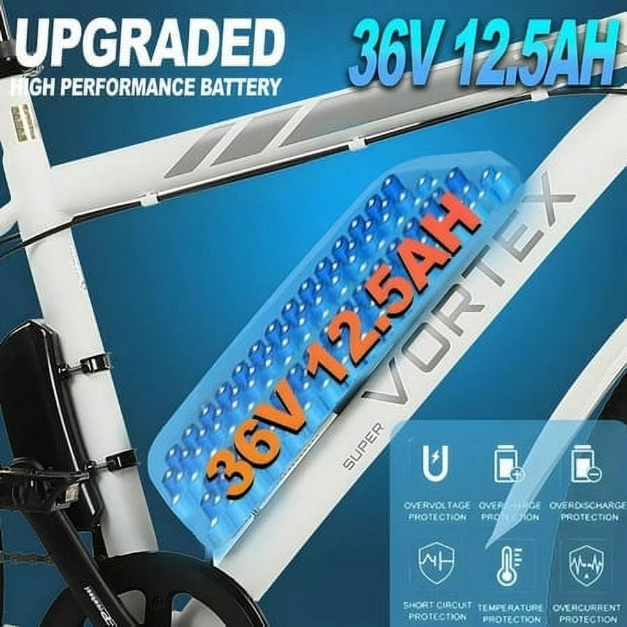 Ecotric Electric Bike 350W City Cruiser Bicycle Up to 35 Miles Removable Battery 7 Speed 26" Commuter Bike White for Adults Teen A-E516646