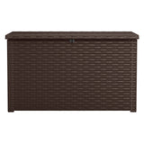 Keter Java Extra Large Rattan Style 230 Gallon Plastic, Resin and Wicker Deck Box, Espresso Brown