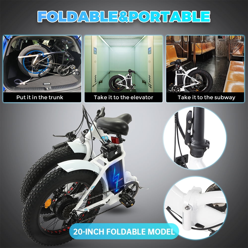 ECOTRIC 20" 500W 12.5Ah Folding Electric Bicycle E-bike Fat Tire Foldable Pedal Assist Bike Children UL A-E516646