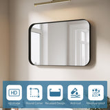 ELEGANT Round Corner Vanity Mirror Wall-Mounted 30 in. W x 40 in. L Brushed Metal