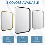 ELEGANT Round Corner Vanity Mirror Wall-Mounted 30 in. W x 40 in. L Brushed Metal