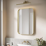 ELEGANT Round Corner Vanity Mirror Wall-Mounted 30 in. W x 40 in. L Brushed Metal