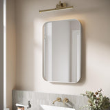 ELEGANT Round Corner Vanity Mirror Wall-Mounted 30 in. W x 40 in. L Brushed Metal