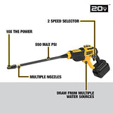 DEWALT Cordless Pressure Washer, Power Cleaner, 550-PSI, 1.0 GPM