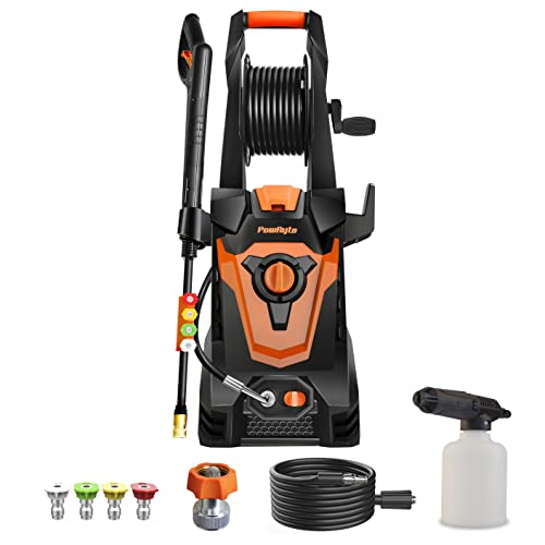 PowRyte Electric Pressure Washer with Hose Reel, Foam Cannon