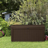 Keter Borneo 110 Gal Rattan Resin Patio Storage Deck Box & Bench (2 Pack)