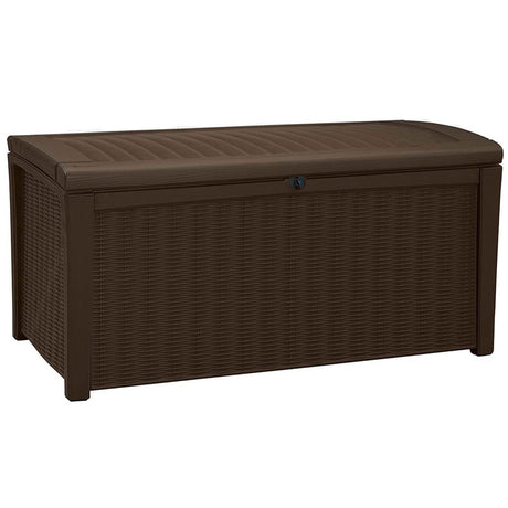 Keter Borneo 110 Gal Rattan Resin Patio Storage Deck Box & Bench (2 Pack)