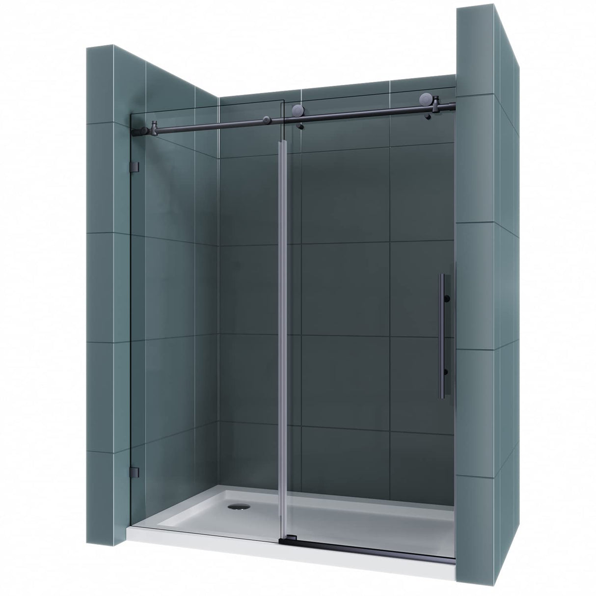 ELEGANT Frameless Sliding Shower Doors 48 in. W x 76 in. H