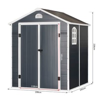 6.3 x 6.2ft Metal Frame & Latched Door Garden Shed - Grey