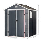6.3 x 6.2ft Metal Frame & Latched Door Garden Shed - Grey