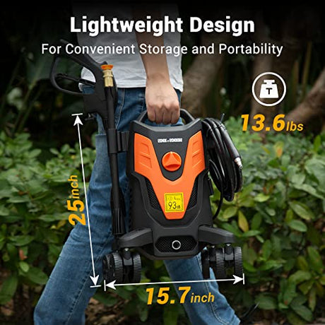 Rock&Rocker Powerful Electric Pressure Washer, 1950PSI Max 1.58 GPM