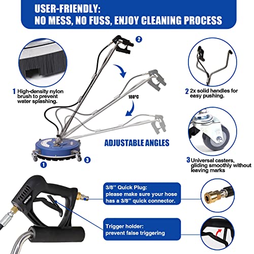 MEKOH Pressure Washer Surface Cleaner 20'', 4500PSI Power Washer