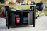 Keter Unity XL Resin Serving Station, All-Weather Plastic and Metal Grill, Storage and Prep Table, Graphite