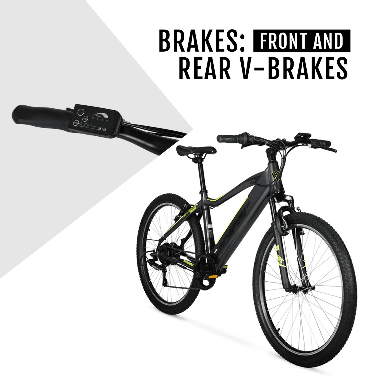 Hyper Bicycles 26" 36V Electric Mountain Bike for Adults, Pedal-Assist, 250W E-Bike Motor, Black