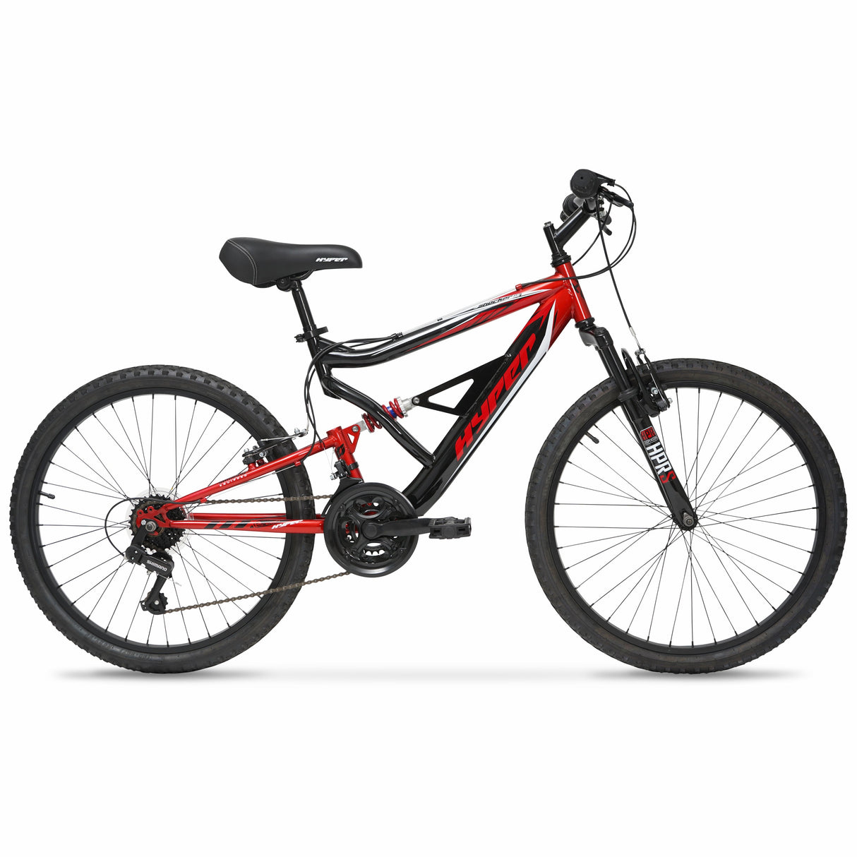 Hyper Bicycle 24" Shocker Mountain Bike for Kids, Red and Black