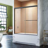 ELEGANT Bathtub Double Sliding Door 60 in. W x 58 in. H Black Finish