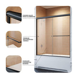 ELEGANT Bathtub Double Sliding Door 60 in. W x 58 in. H Black Finish