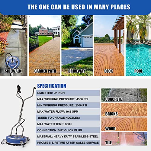 MEKOH Pressure Washer Surface Cleaner 20'', 4500PSI Power Washer