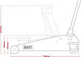 Sealey Viking 4 Tonne Trolley Jack, Car Jack, Low Profile Tyre Bay with Rocket Lift - 4040TB