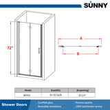 SUNNY SHOWER 1/4 inch Frameless Black Finish Bi-Fold Shower Door