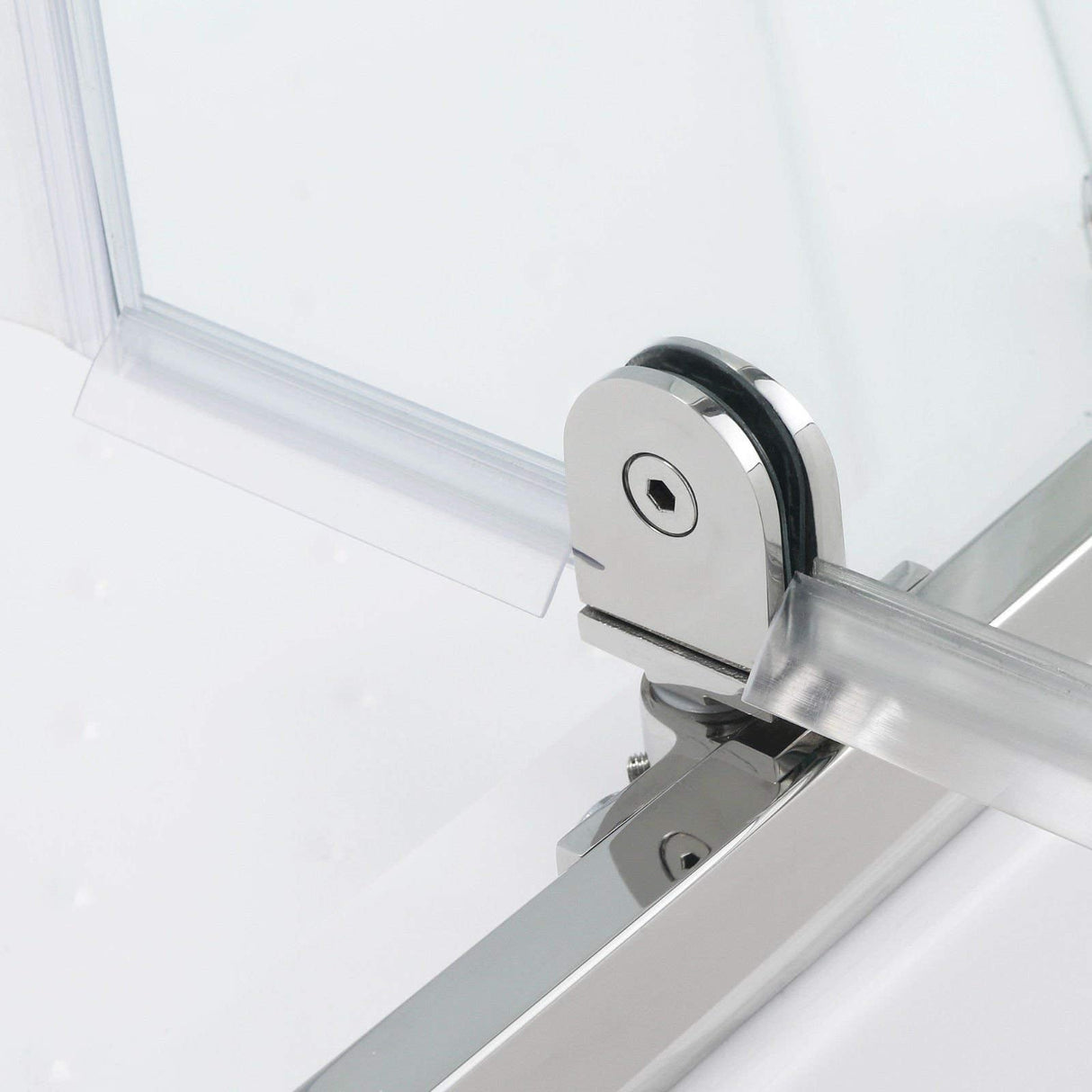 SUNNY SHOWER 36.7 in. W x 36.7 in. D x 71.8 in. H Frosted Chrome Finish Pivot Enclosures With Pivot Door And White Quadrant Bases